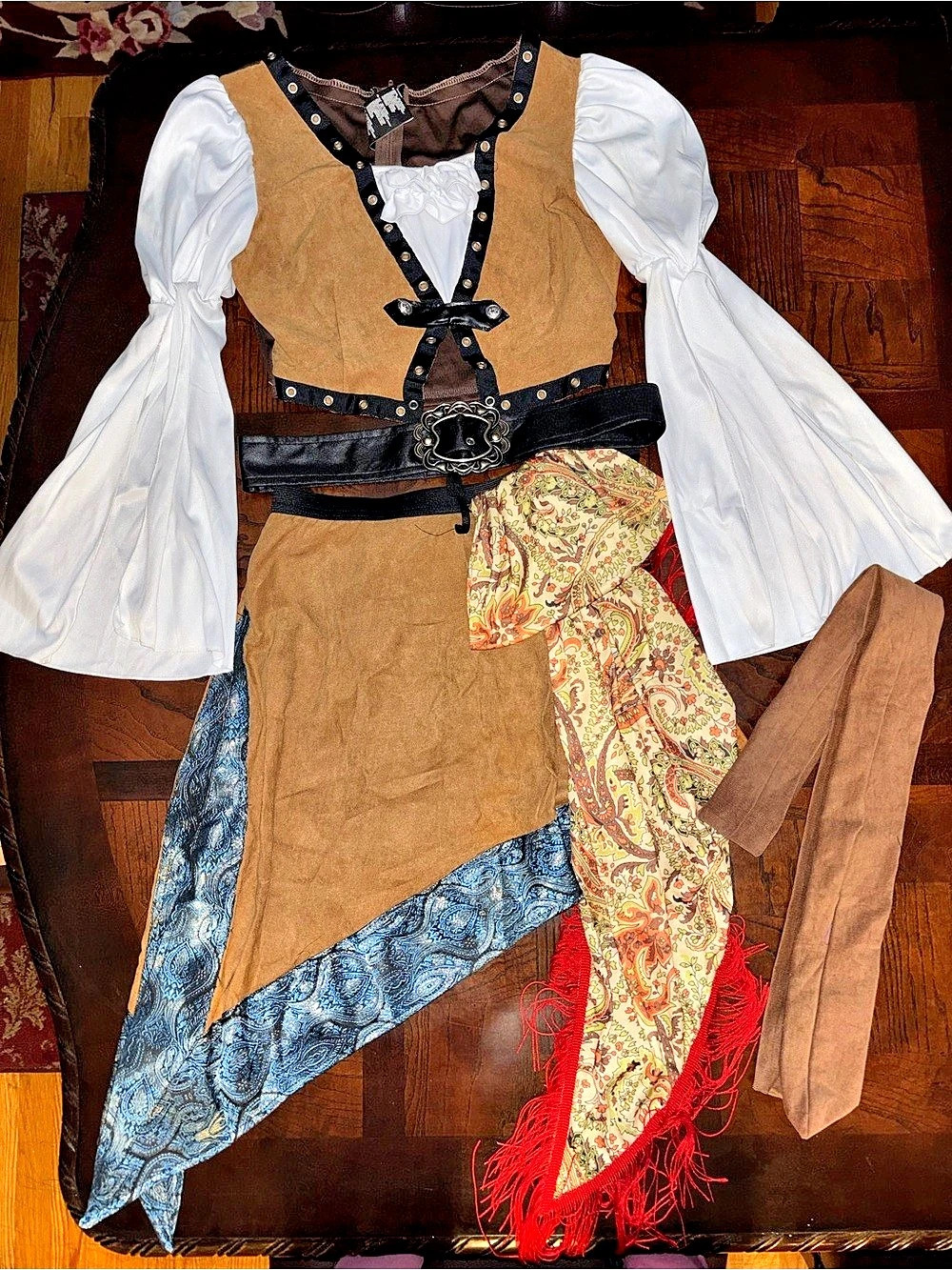 Brown & White Paisley Mini Dress Size Small costume